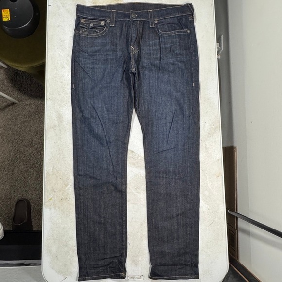 Vintage True Religion Geno Relaxed Slim Dark Wash Mens Jeans Size 38x34 USA Made